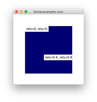 An example of relative positioning with tkinter place